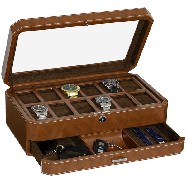 Bayswater 24 Slot Watch Box - Brown - Watch Box Organizer for Men – TAWBURY