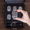 ROTHWELL Gift Set 6 Slot Watch Box and 2 Watch Travel Case (Black/Grey)