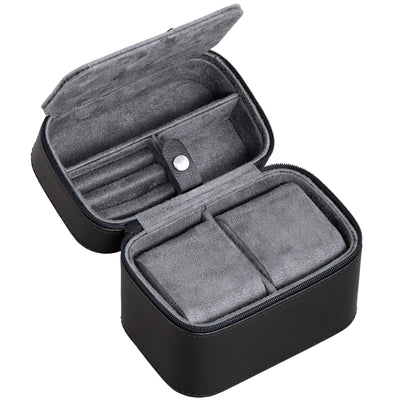 ROTHWELL Gift Set 6 Slot Watch Box and 2 Watch Travel Case (Black/Grey)