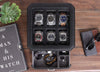 ROTHWELL Gift Set 6 Slot Watch Box and 2 Watch Travel Case (Black/Grey)