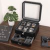 ROTHWELL Gift Set 6 Slot Watch Box and 2 Watch Travel Case (Black/Grey)